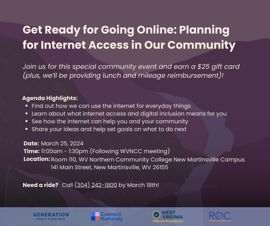 WVNCC Community Event - Get Ready for Going Online: Planning for Internet Access in Our Community